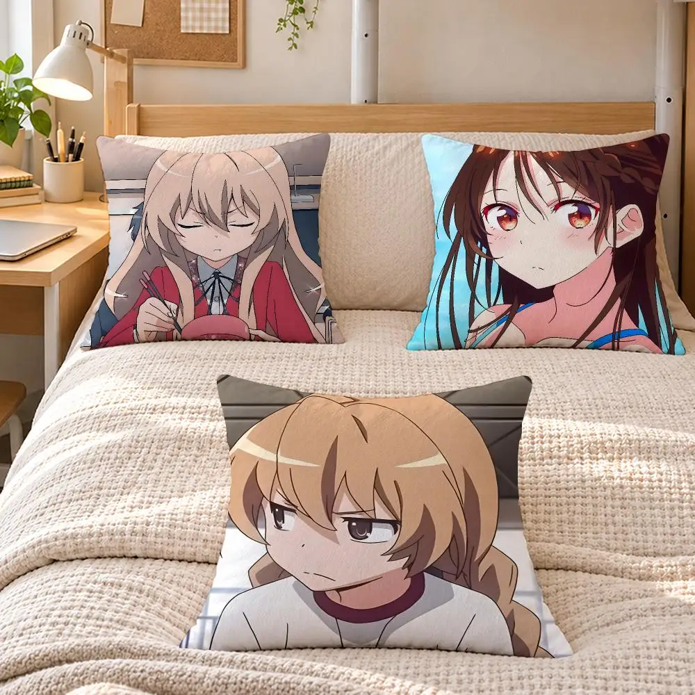 Anime Romance T-Taiga Aisaka Cushion Cover Soft Short Plush Sofa Bedroom Den Car Dorm Decor Gifts