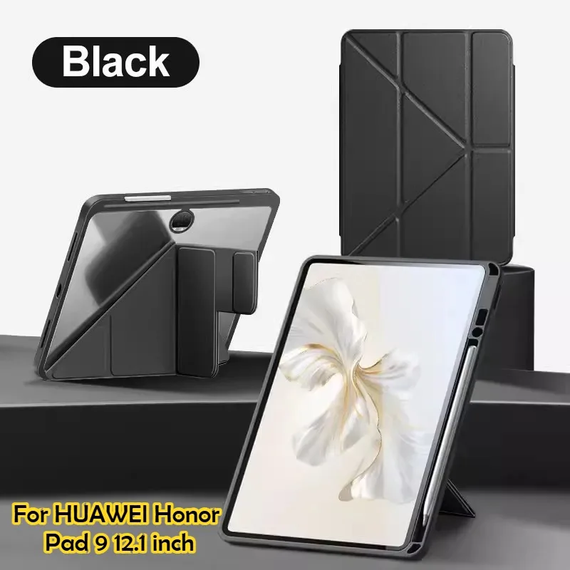 

NEW Pen Holder Case for Honor Pad 10 9 12.1 2025 MagicPad 13 Pad 8 X9 GT 11.5 X8 Pro Lite 10.1 PU+PC Clear Hard Back Smart Cover