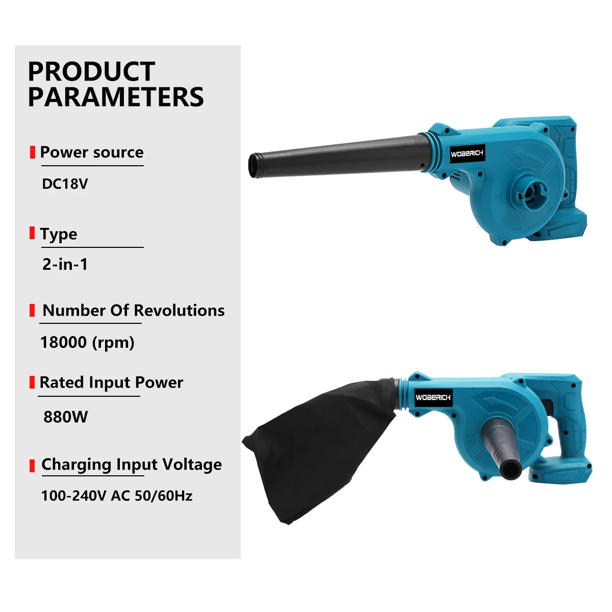 Leaf Blower สําหรับ Makita 18V แบตเตอรี่เครื่องดูดฝุ่นเครื่องเป่าลมไฟฟ้าไร้สาย (ไม่มีแบตเตอรี่)