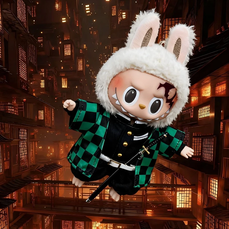 

Nezuko Shinobu Labubu Одежда с героями мультфильмов Haori Tanjirou Zenitsu Inosuke Giyuu Shinobu Одежда Мини-плюшевая кукла Одежда Аксессуары