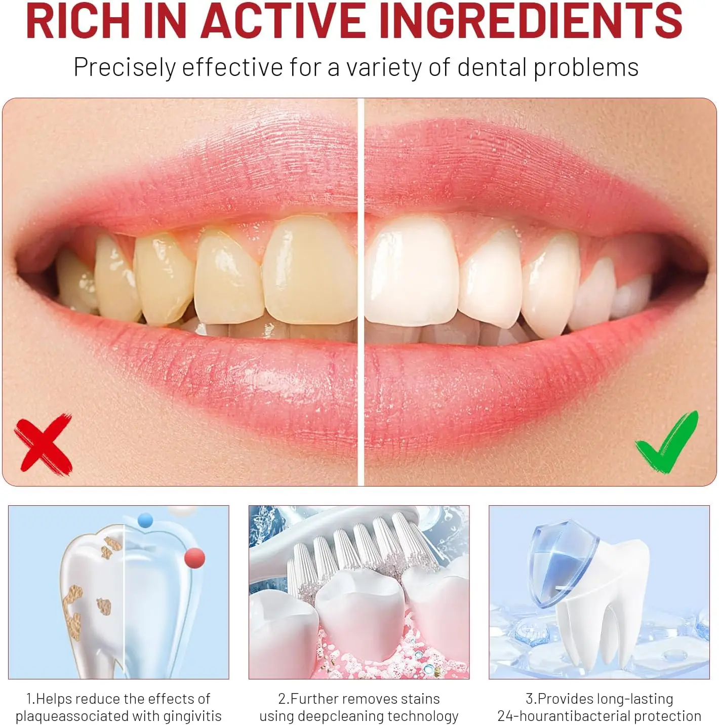 1/2/3pcs Niacinamide Toothpaste Intensive Whitens Teeth Protects Tooth Enamel Freshens Breath 24 Hours Natural Stain Removal image 5