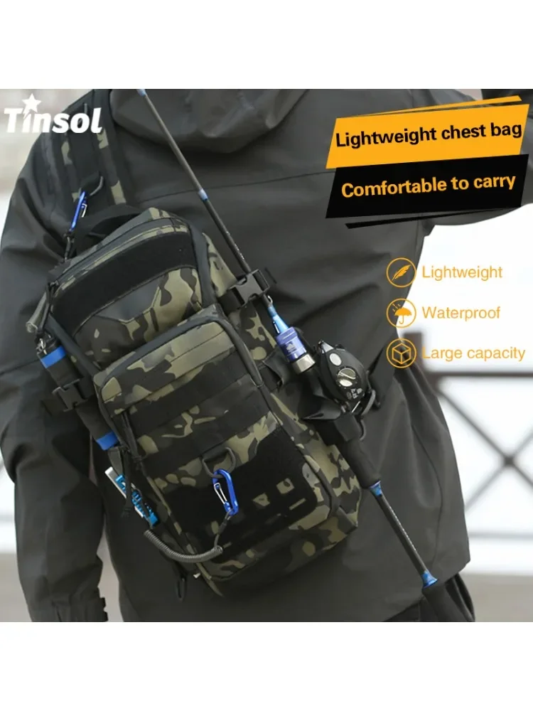 AliExpress Other TINSOL Waterproof Fishing Shoulder Bag Outdoor Sports Cycling Crossbody Chest Single Backpack Travel Climbing Camping Tactical