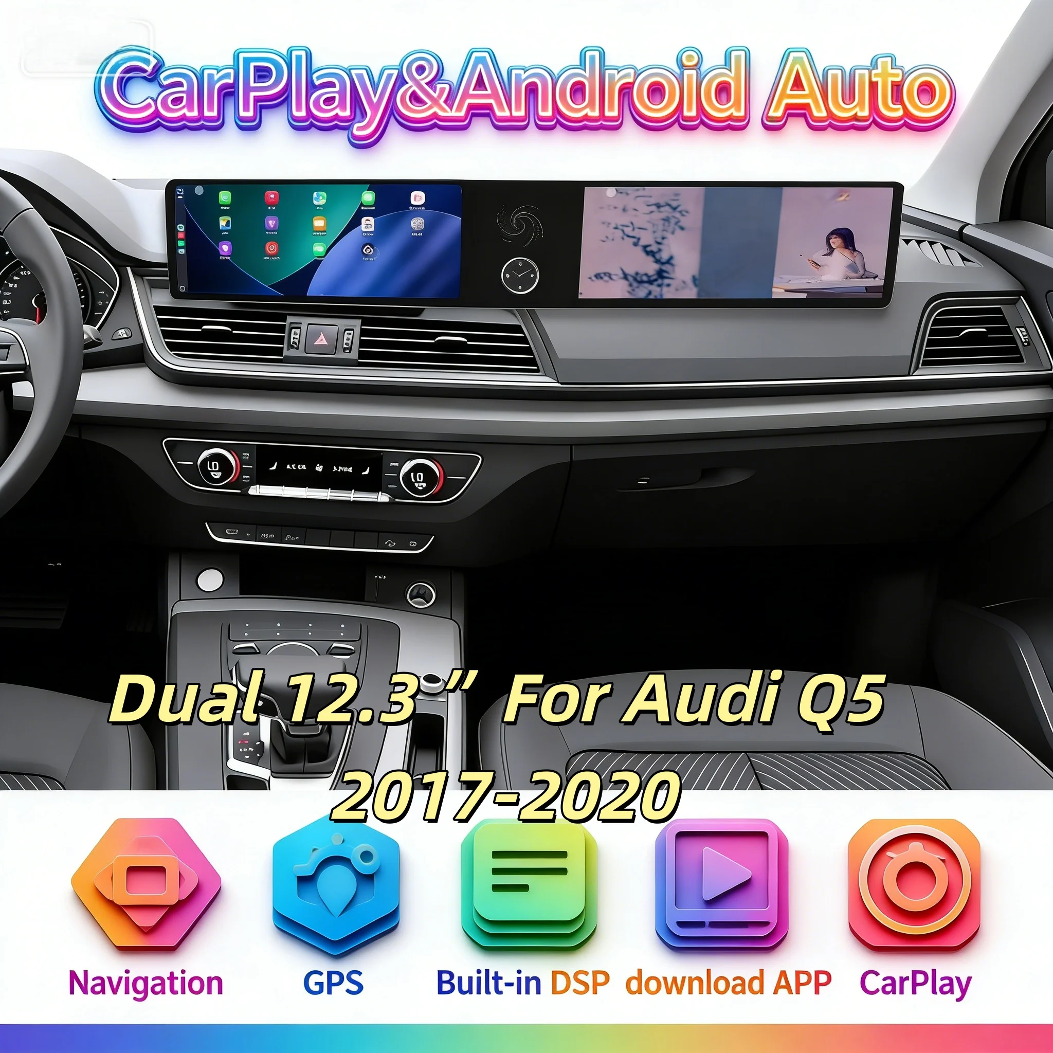 

Мультимедиа Android 13 Bluetooth 5,0 для Audi Q5 2017-2020, Carplay, навигация, радио, сенсорный экран, стерео, автонавигация, левый руль