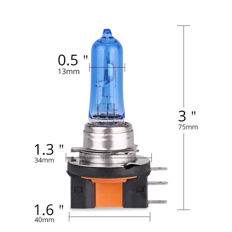 Bombilla halógena blanca para faro de coche, lámpara de fuente de luz h15, 12v, 15/55w, 6000k, 55w