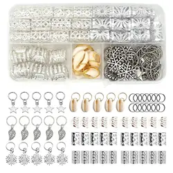 100Pcs Silver Star Leaf Shell Hair Ring Braid Dreadlocks Bead Hair Cuffs Dread Tube Charm Dreadlock Accessaries Extension