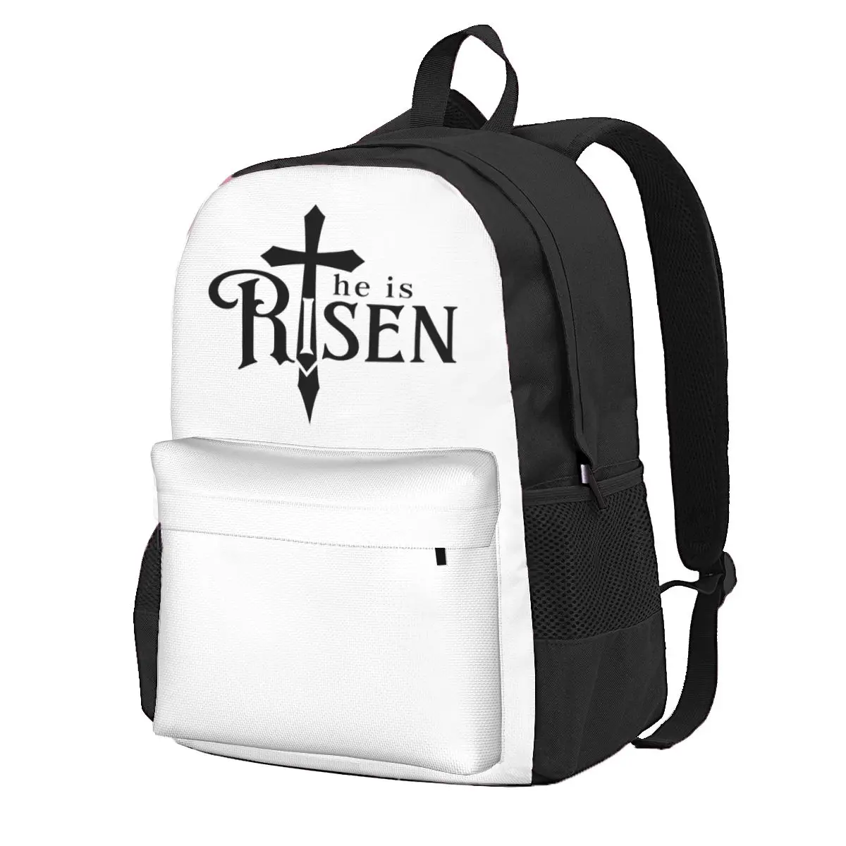 He Is Risen Cross Easter Christian Tee Student Backpack School Bag Hiking Travel Daypack Men Women Fashion Bookbag Shoulder Bags
