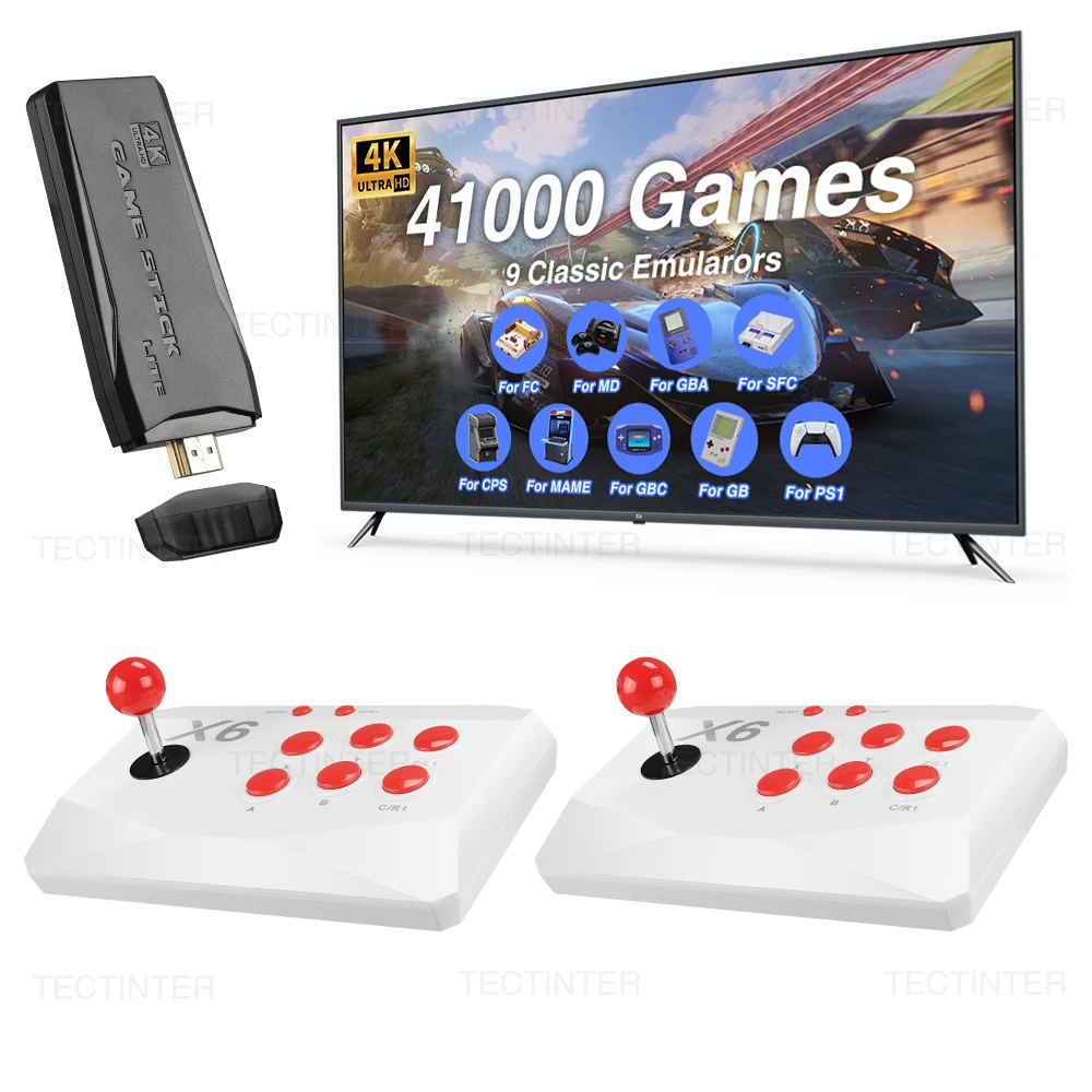 Arcade Retro Video Game Console 4K TV Game Stick with Game Arcade Keyboard Built-in 41000 Games For MAME/Sega/PS1/Atari Kid Gift