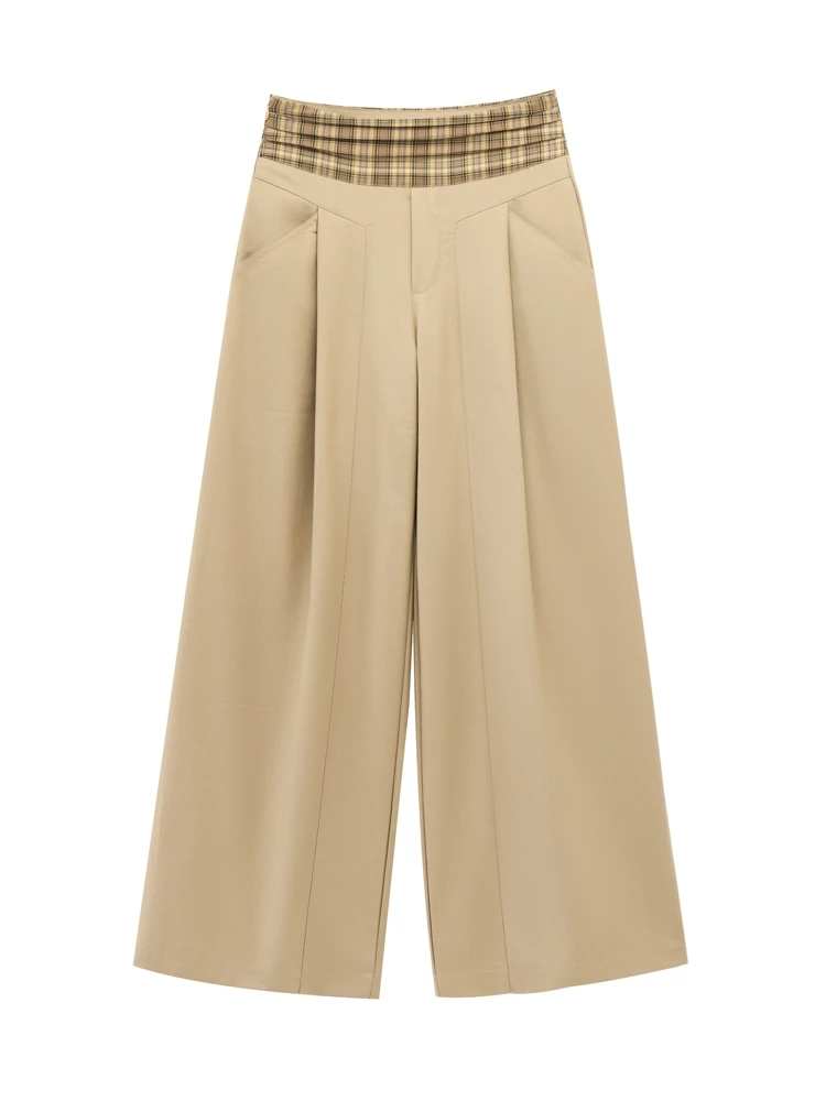 

OUROPEAN ZTATION 2025 Summer New Woman's Fashion Bottoms Long Pants Chic Woman High Waist Ruffles Pockets Wide Leg Pants Print