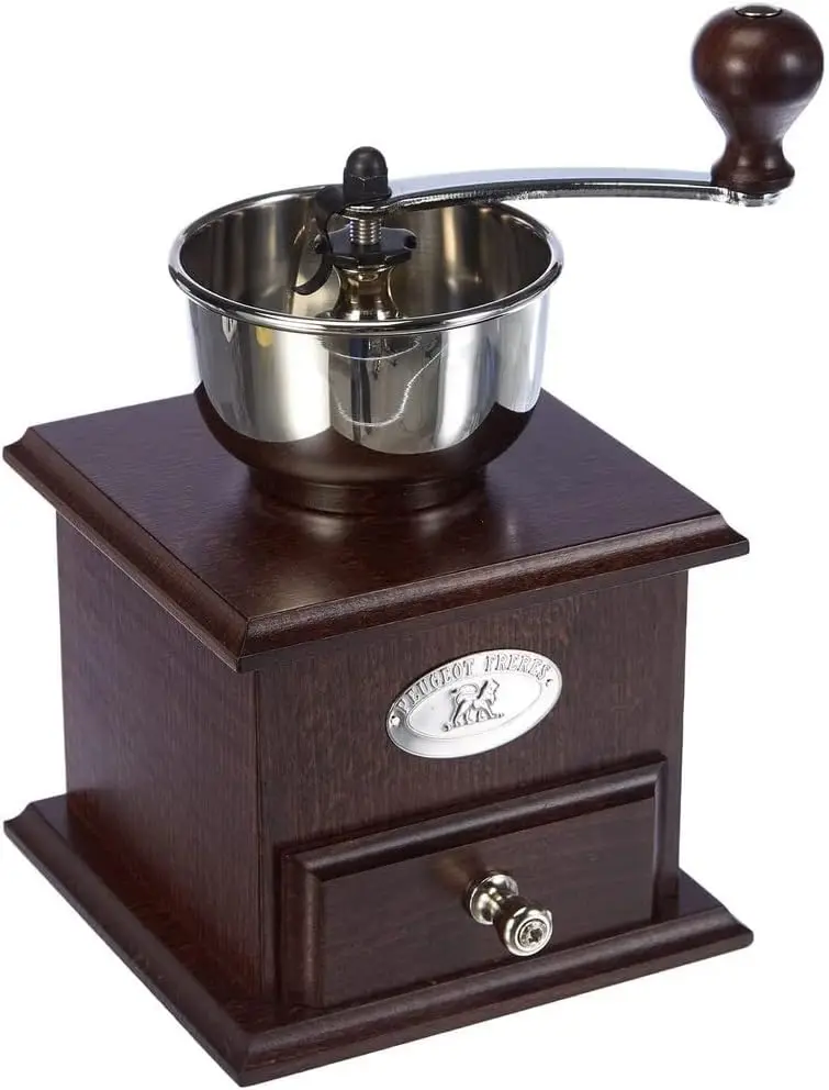 

8.75 Inch Manual Coffee Grinder, Walnut Finish, Adjustable Burr Mill for Fresh Brewing