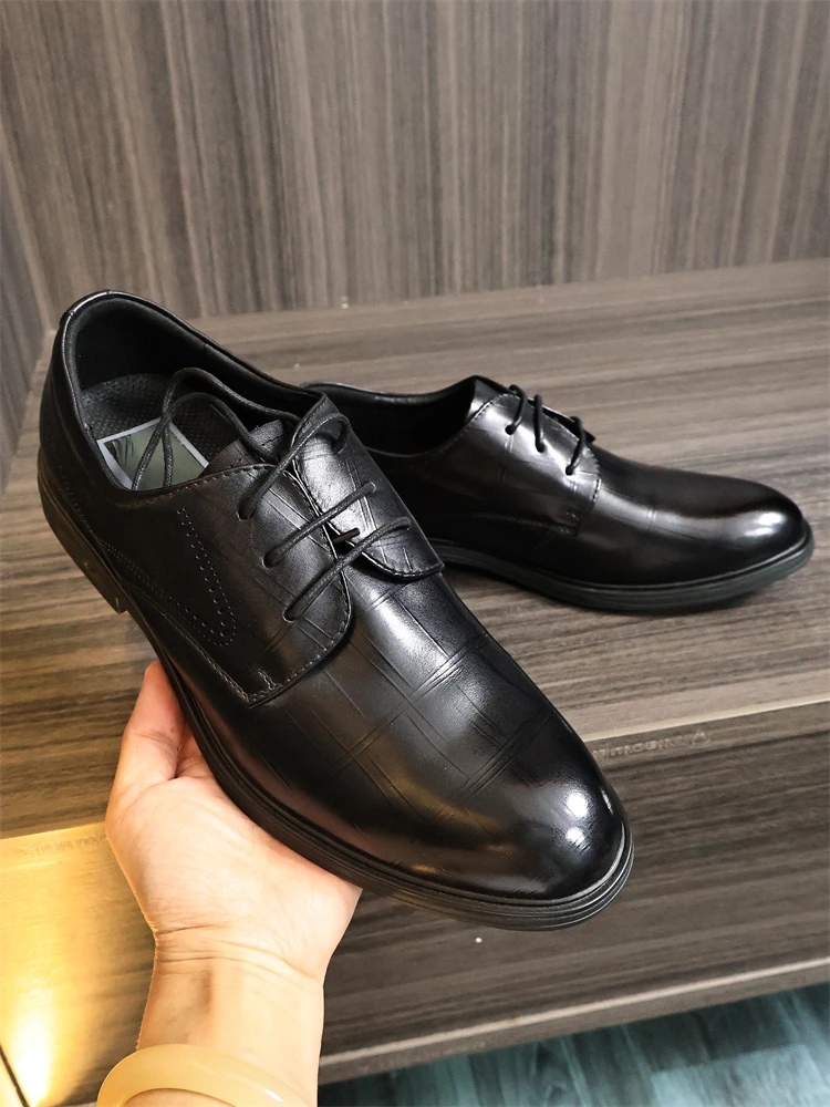 

Casual Leather Shoes Men's Top Layer Cowhide Breathable Comfortable Business Formal Lightweight Fashionable round Toe Shoes