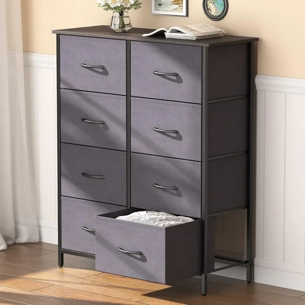 

Hallway Furniture Office Organization Cabinet Living Room Steel Frame&Wood Top Chest of With 8 Fabric Dressers Dormitory Drawers