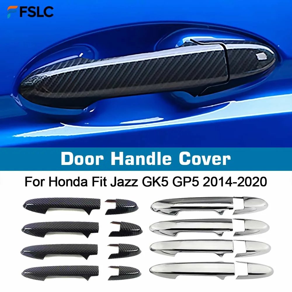 

Door Handle Cover For Honda Jazz Fit GK5 GP5 2014-2020 Carbon Fiber Color Modify Refit Chrome Decoration Trim Decor Sticker