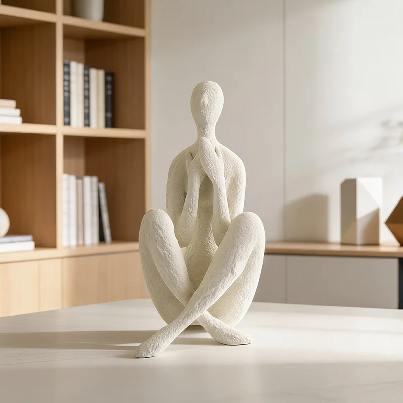 Nordic Sand Stone Abstract Woman Sculpture Ornaments Living Room Bedroom Office Entrance Yogi Art Furnishings Crafts Decoration