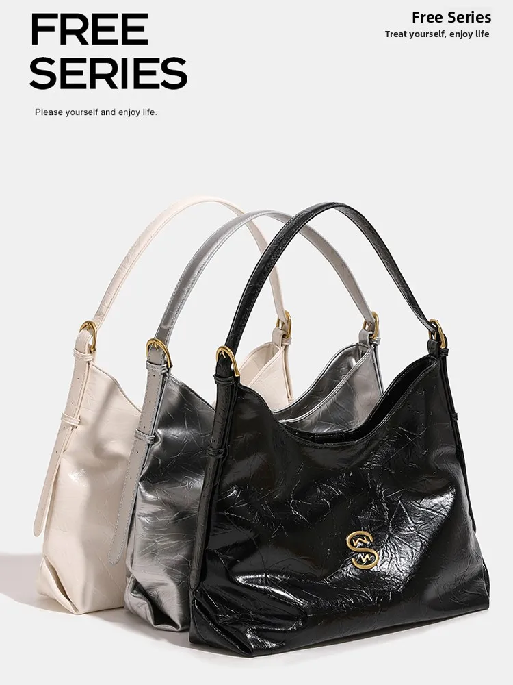 

BEGOOER Folded Tote Bag Commuter Large Capacity Slant Cross Bag British Style Polyester Zinc Alloy Hardware Casual Hob...
