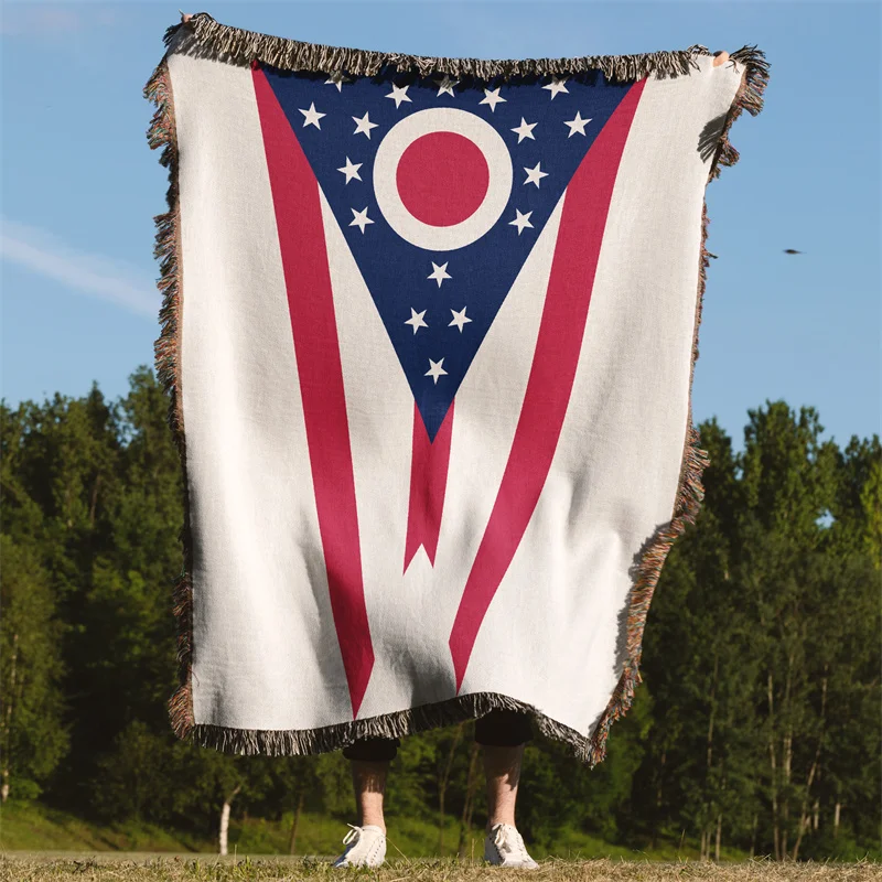 Aertemisi Ohio United States of America Jacquard Fringed Woven Throw Blanket