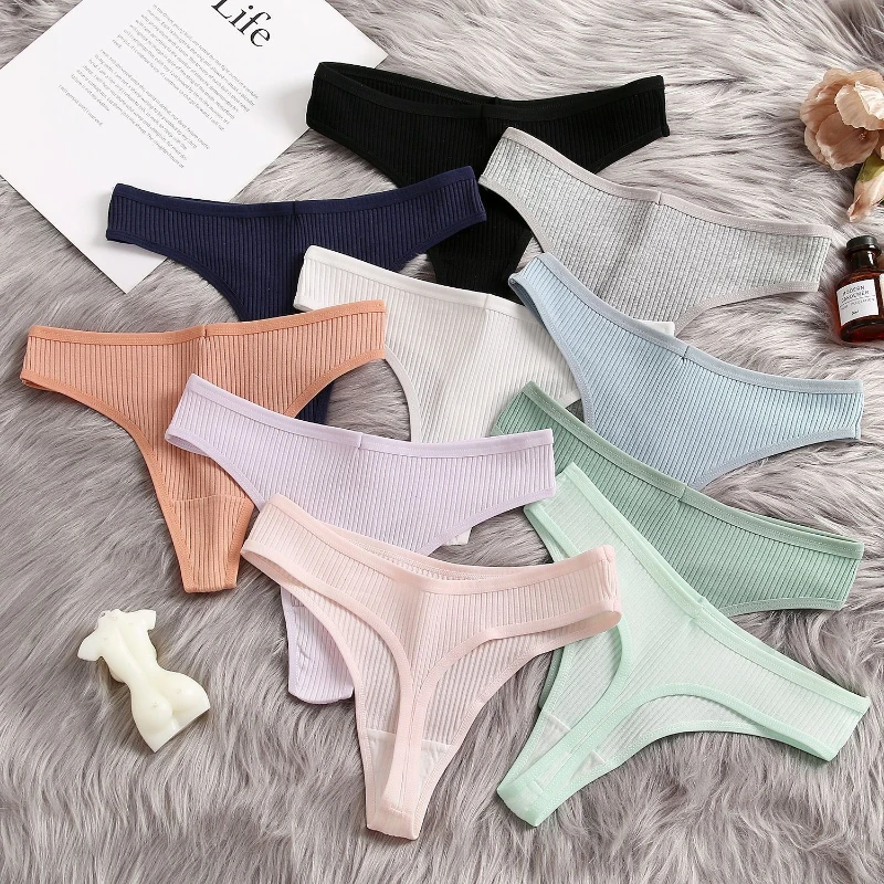 Pack Sexy Thong Women Cotton Underwear Classic Simple Sports Underpants Cozy Breathable G-string Panties Fast Shipping