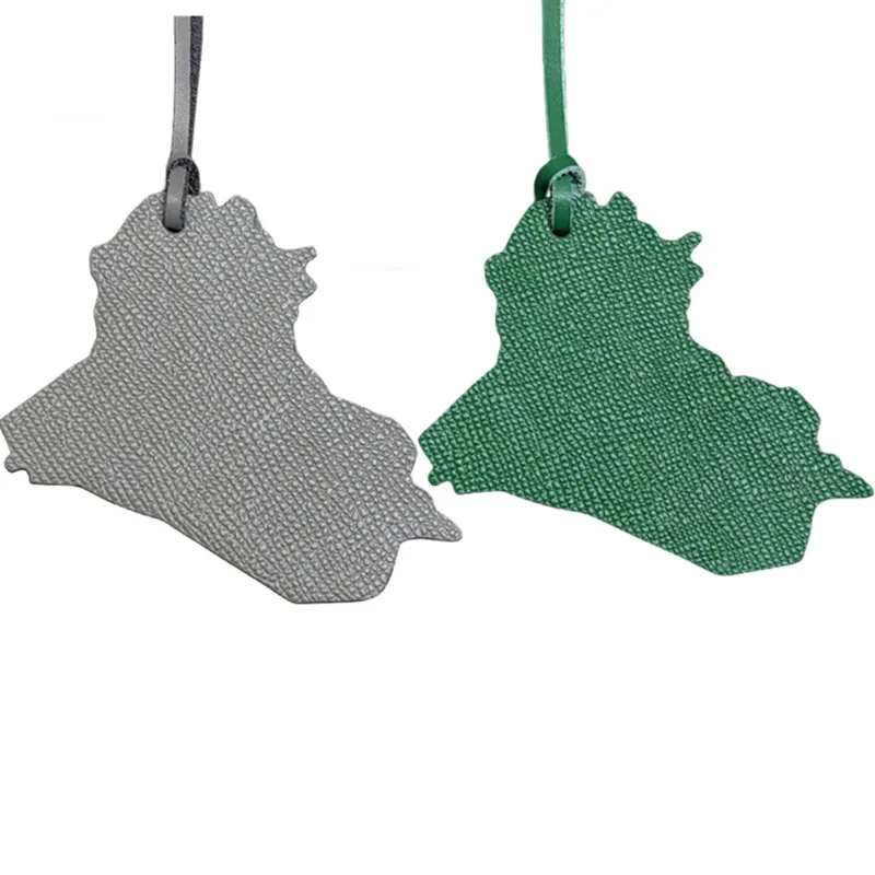 Cowhide Republic Of Iraq Map Flag Pendant Keychain Jewelry Charms Map Of Iraq Chain Keyring