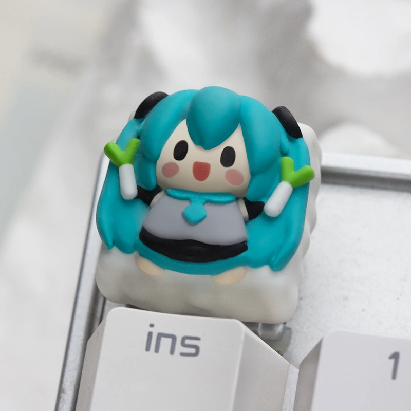 

New Hatsune Miku Cute Kawaii Creative Three-dimensional Keyboard Cap Simple Personalized Anime Character Peripheral Keycap Gift