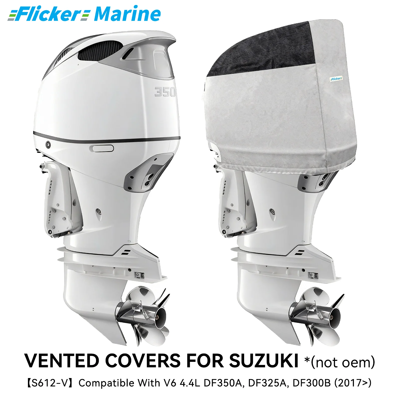 

Вентилируемый чехол для подвесного мотора Flicker, совместимый с Suzuki DF350A DF325A DF300B, морской брезент, всесезонная защита