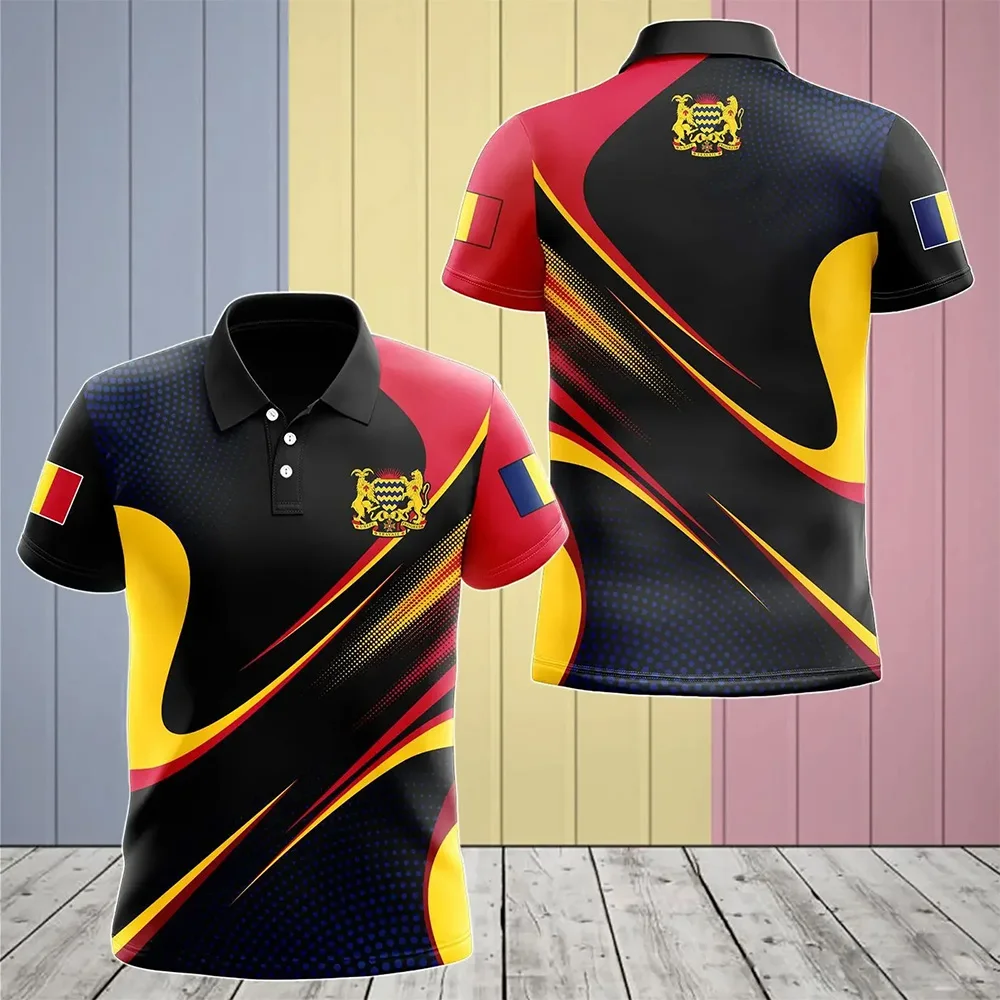 

New Chad National Flag Graphic Polo Shirt Chad National Emblem Fashion Men's Tops National Day Gifts High Quality Clothing