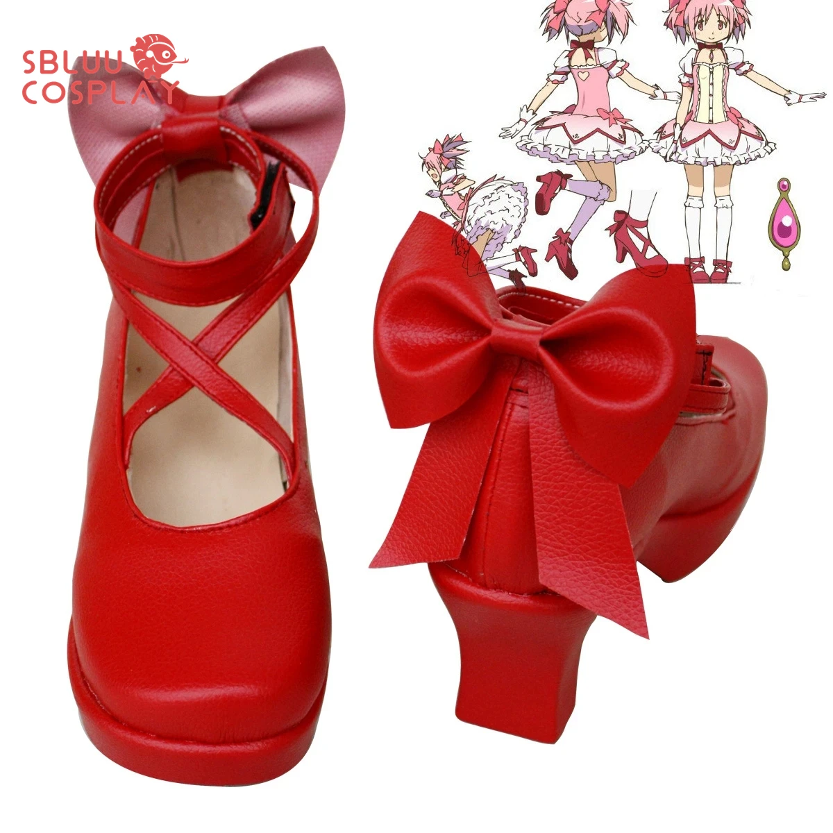 SBluuCosplay Magical Girl Kaname Madoka Cosplay Shoes Custom Made Boots