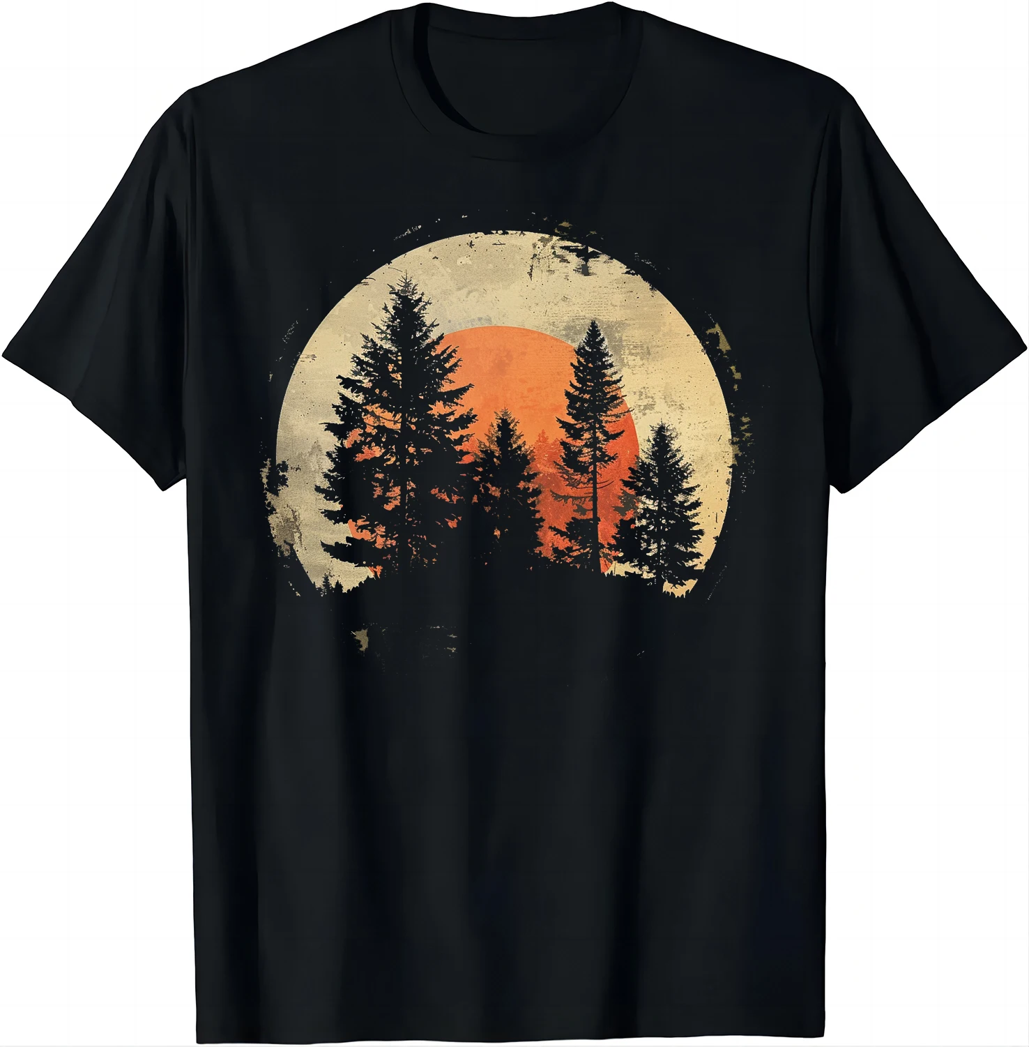 Nature Lover's Tee - Forest & Sunset T Shirt  Men Clothing Graphic T Shirts Camisas Streetwear Vintage T Shirt Tops