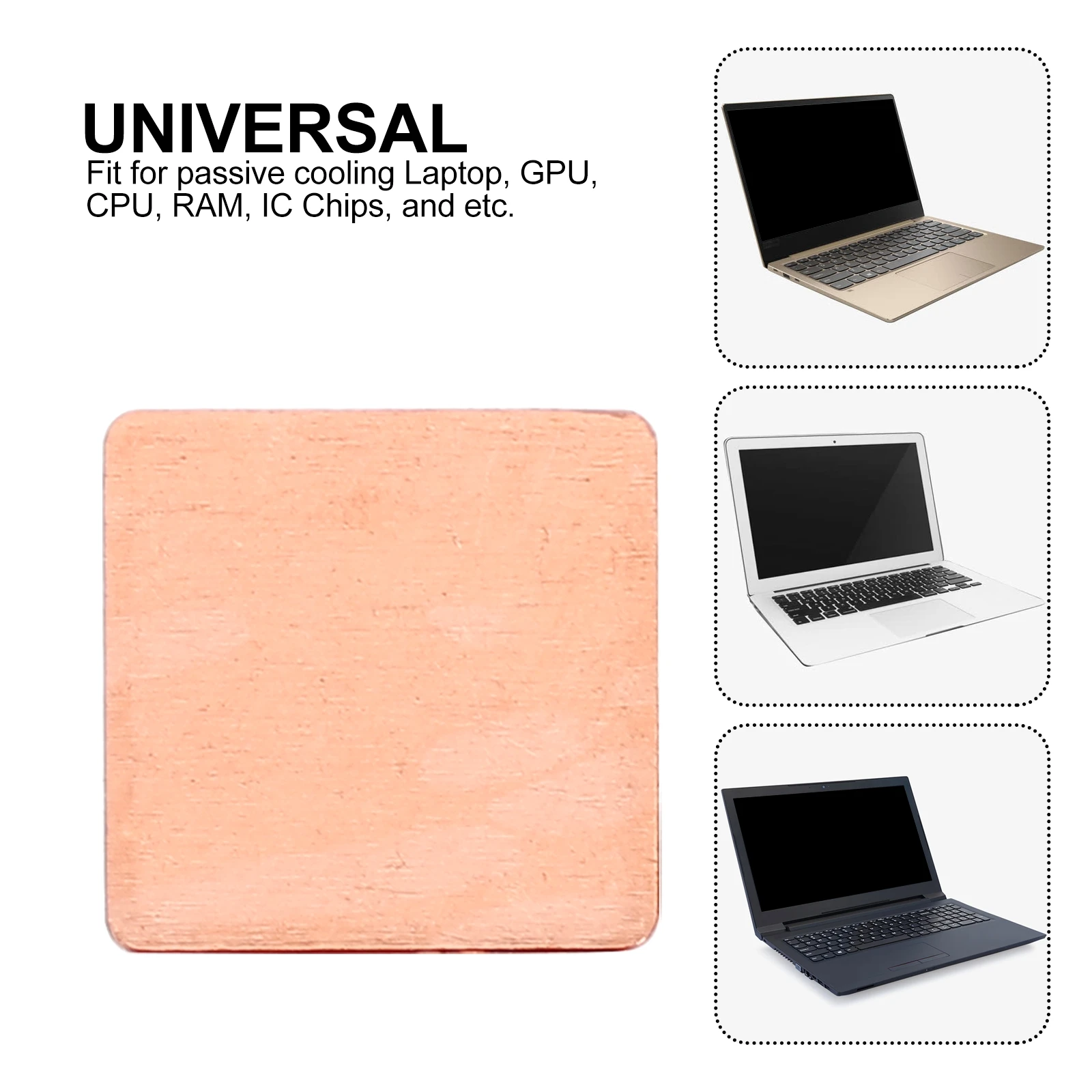 

10pcs Heat Sink Copper Sheet Pad Heatsink Module Cooling Fin Thermal Gpu for IC High Conductivity Long Life Easy Install Laptop