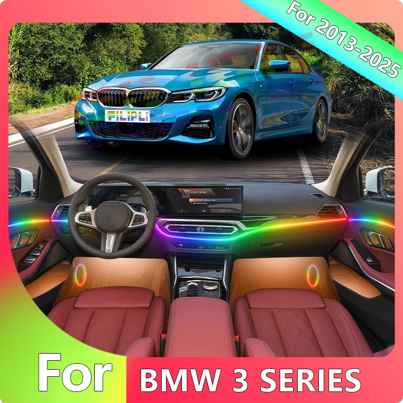 

FILIPLI For The BMW 3 SERIES For 2024 Music Sync Dynamic Atmosphere Car Interior LED Strip Smart 64 RGB Car Ambient Acrylic Lamp