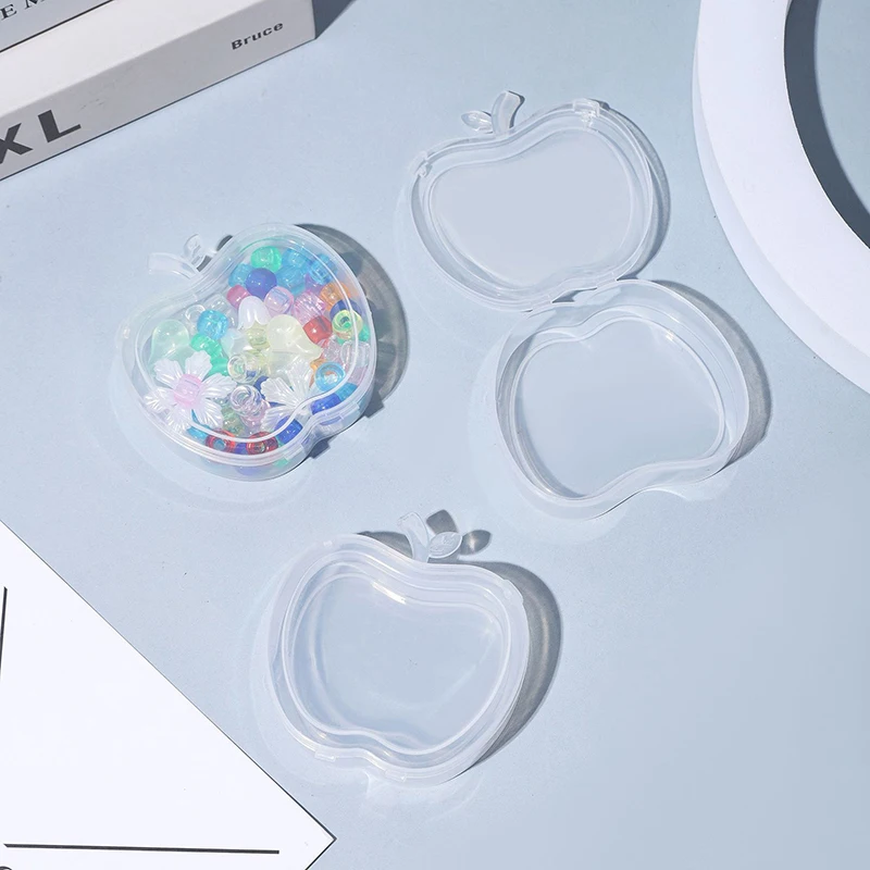 Caja de almacenamiento de PP, Mini contenedor de caja de plástico transparente, caja de embalaje con forma de fruta para joyería, cuentas, artículos pequeños, 5 uds./10 Uds.