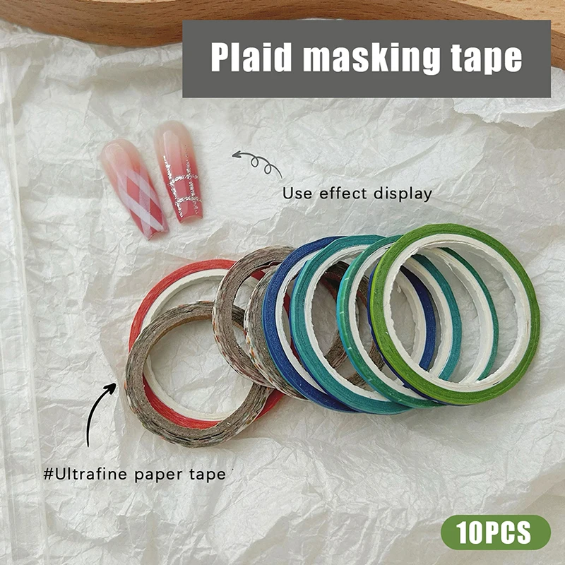 10 Rolls Professional Grade Masking Nail Art Tape Rolls Creative Striping Line Guide Tapes DIY Manicure Pattern Tools