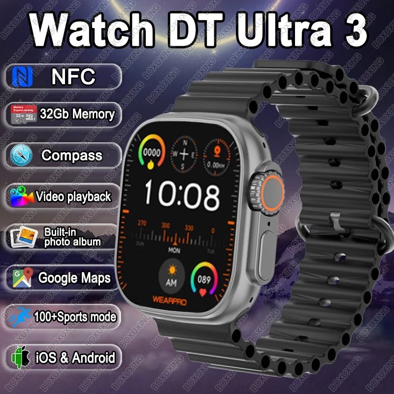 

DT Ultra 3 Смарт-часы Amoled Экран 32 ГБ MP3 MP4-плеер Bluetooth Обмечание сети Приложение Магазин ChatGPT Smart AI Часы Спортивные часы