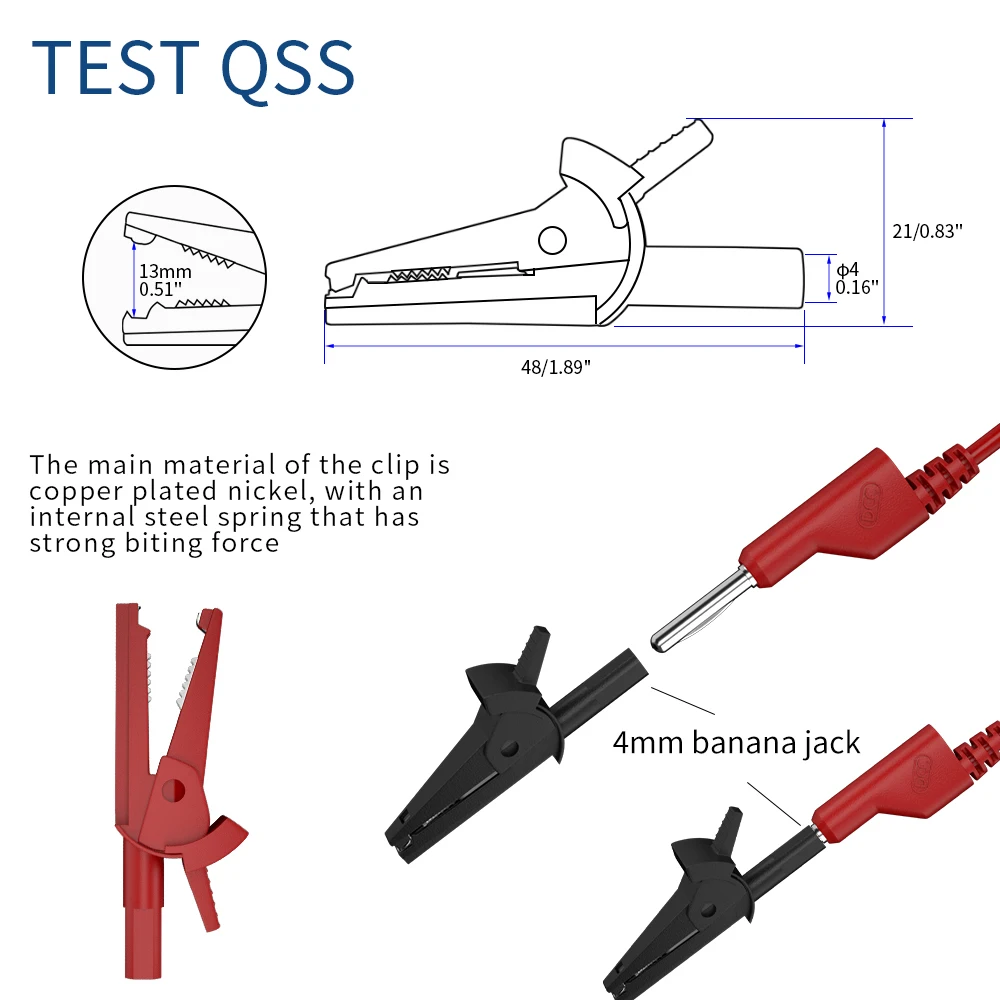 Imagem -05 - Qss-digital Multímetro Teste Leva Kit Sonda de Teste Elétrico Conjunto com Clipes Jacaré Fio Piercing Volta Pin Qt0082