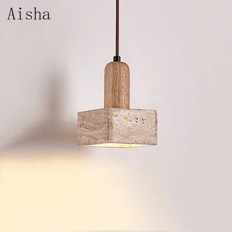 

Natural Yellow Cave Stone Pendant Lamp Scandinavian Home Decoration LED Hanging Light Japan WabiSabi Bedroom Restaurant Light