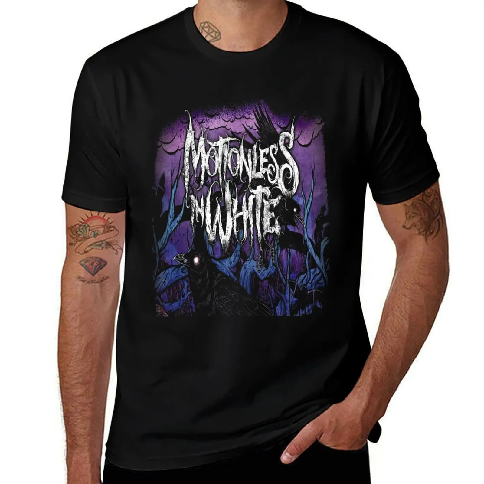 Gagak Birds Motionless Music Band Gift Men T-Shirt Classic Graphic Short Sleeve Top T-Shirt