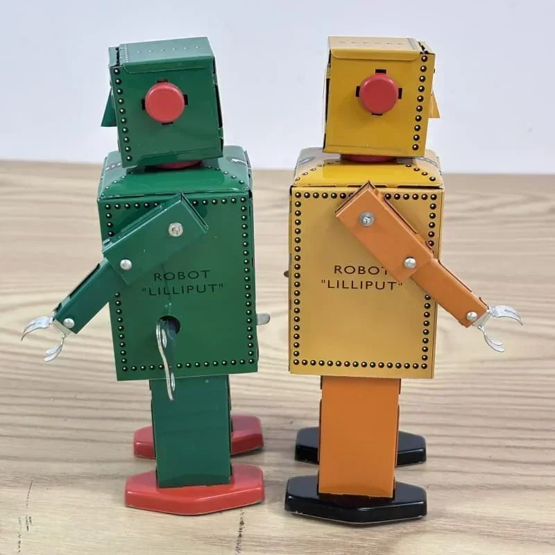 [Divertente] Collezione per adulti Giocattolo retrò a carica Barattolo di metallo Il robot giallo Giocattolo meccanico Figure giocattolo a orologeria modello regalo per bambini