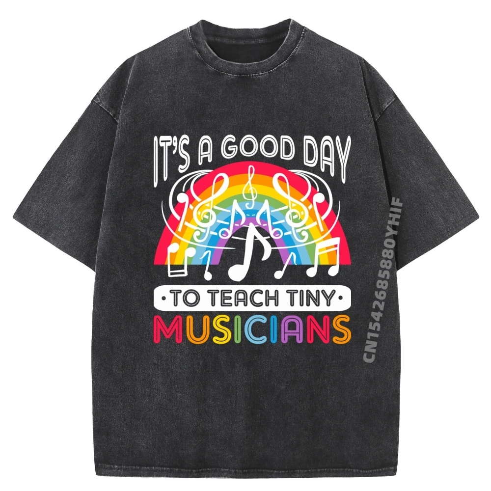 

Funny Music Teachers Tiny Musicians Teach Tiny Musicians Graphic T Shirts Men Cotton Classic Washed Shirt Vaporwave