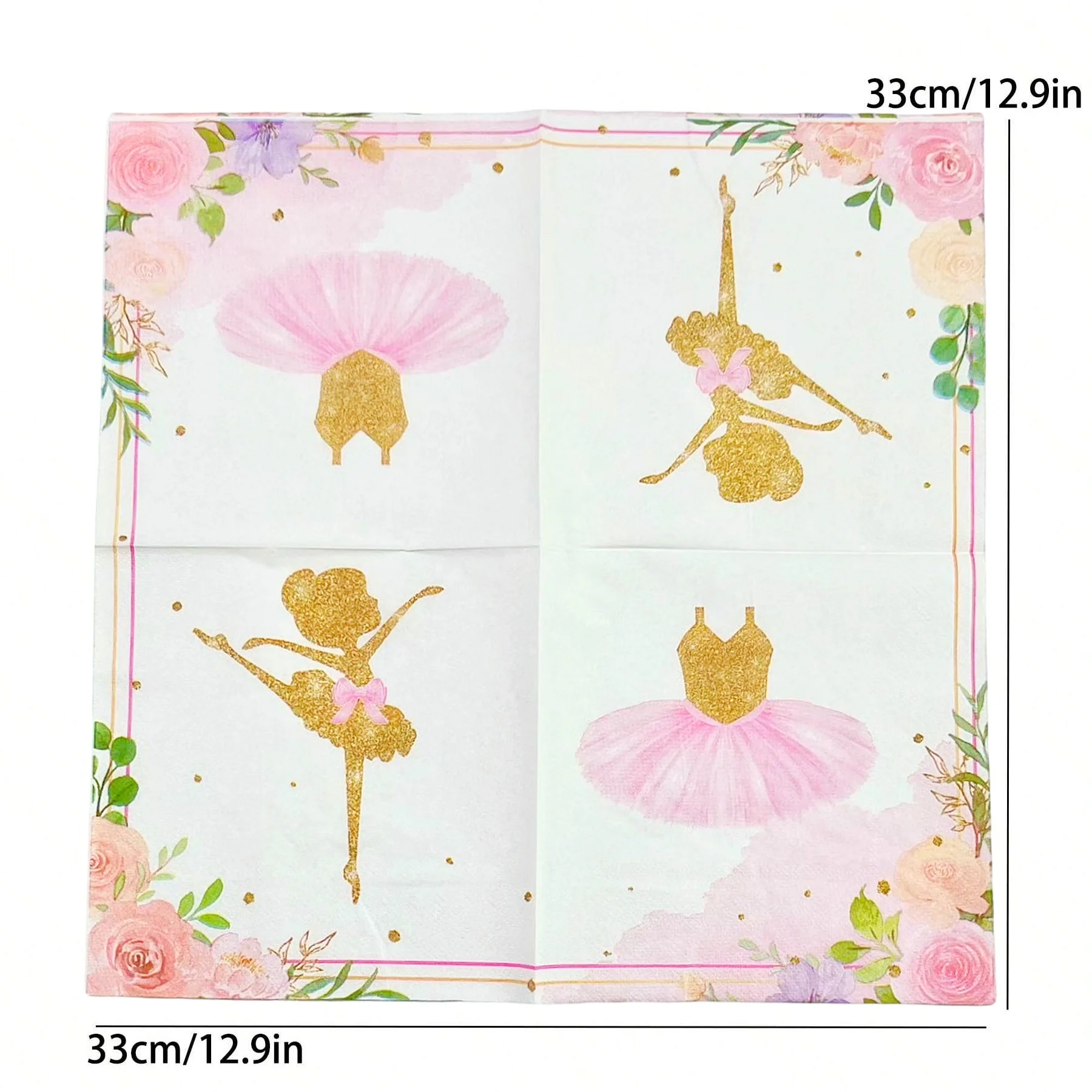 24pcs/48pcs Ballerina Decorative Napkin Disposable Napkin Ballerina,tutu and Bow Elements for Holiday Birthday Party Decoration Add Highlights for