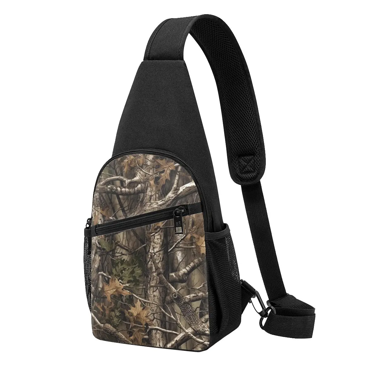 Real Tree Forest Camo Camouflage Pattern Chest Bag Men Sling Crossbody Backpack Chest Bag Traveling Hiking Daypack Shoulder Bag