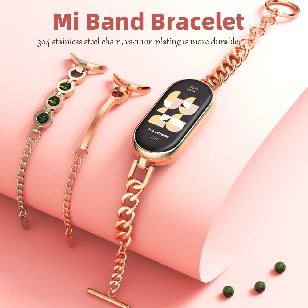 Strap For Mi Band 9 Chain Wristband For Mi Band 8 Smart Bracelet Global Version Women Girls Strap for Xiaomi Smart Band 8 9 NFC