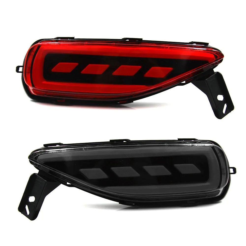 For TOYOTA FORTUNER 2016-2024 Car Rear Bumper Lamps Rear Reflector Lights DRL Brake Stop Lamp Accessories 2pcs Red Smoke Lens