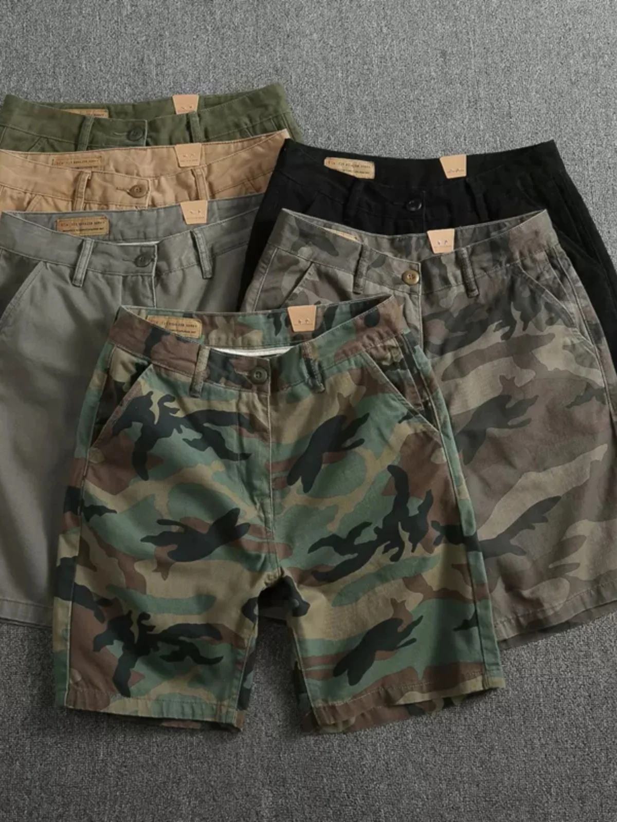 

Летние камуфляжные шорты мужские, модные, цвета хаки, в американском стиле, с цветочным узором, облегающие, свободные рабочие брюки-карго длиной до колена
