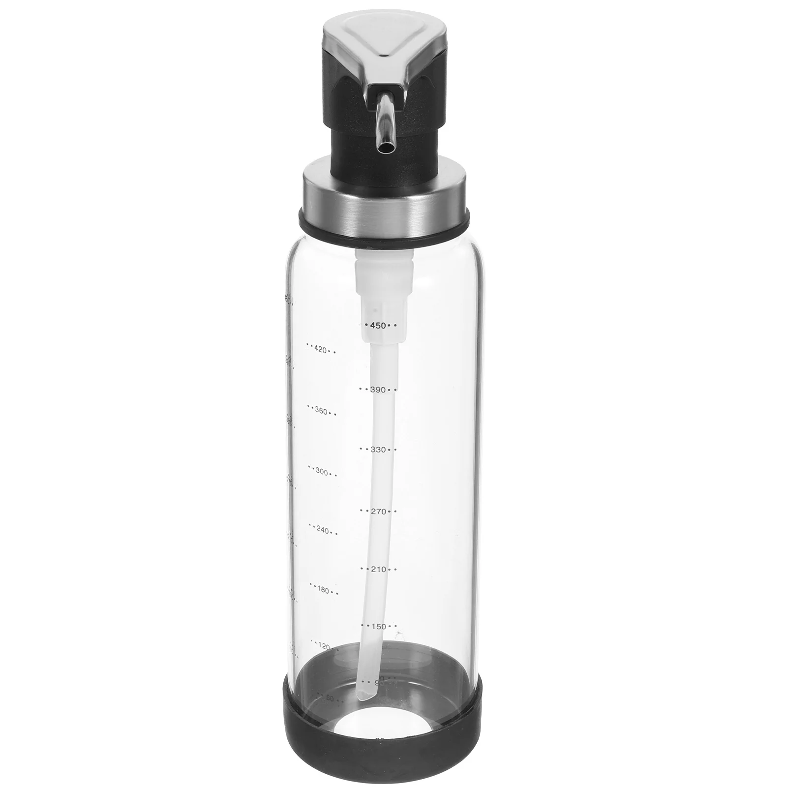 

Press Pump Bottle Multi Use Glass Syrup Dispenser Stainless Steel Kitchen Honey Jam Ketchup Storage Jar
