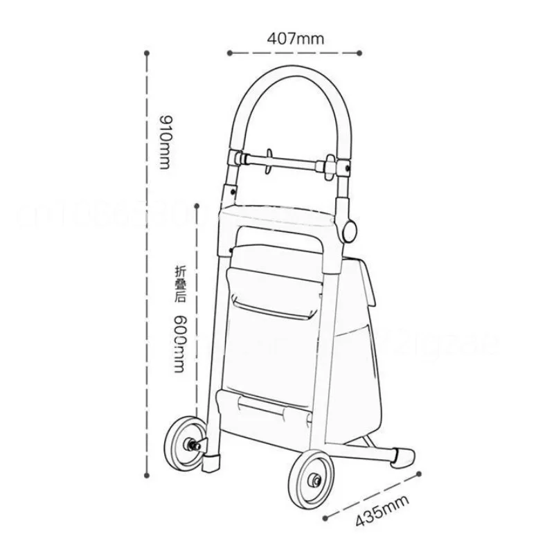 Lightweight aluminum alloy seat rest waterproof folding elderly queuing up to buy food shopping exhibition small pull cart