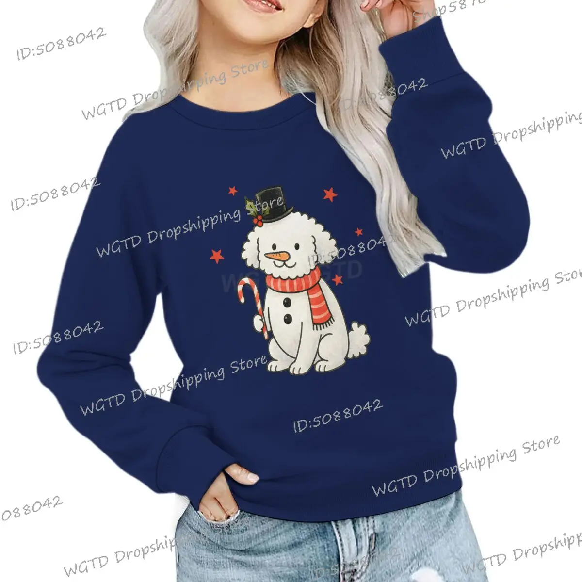 2025 عيد الميلاد الكلب طباعة الاطفال الكرتون بلوزات أزياء الأطفال ملابس طويلة الأكمام الفتيات الفتيان عيد ميلاد سعيد الشارع الشهير