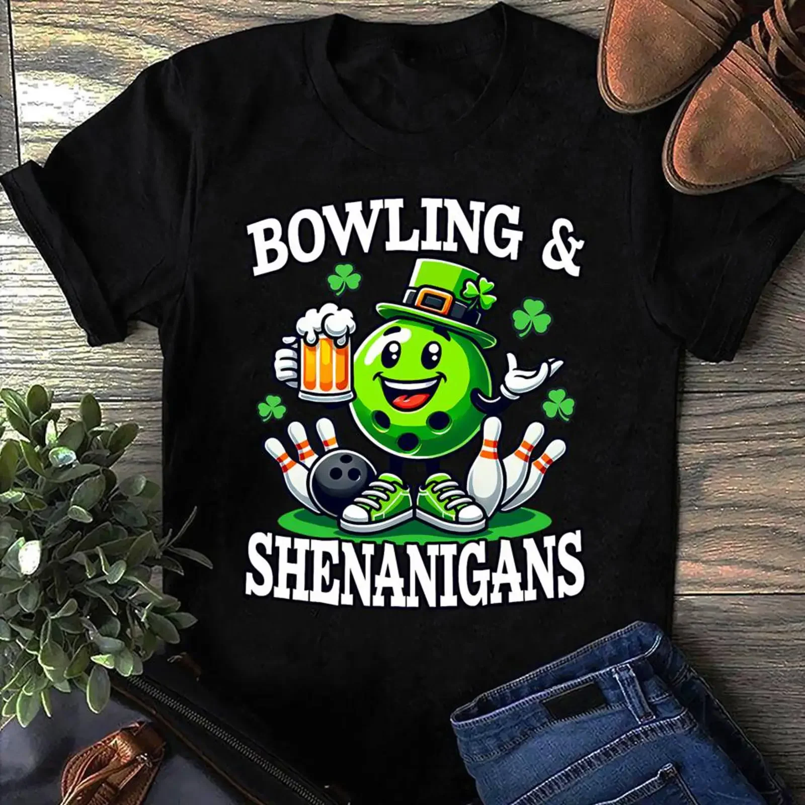 Bowling St Patricks Day Shenanigans Bowler Funny Team T Shirt vintage Washed Slightly Stylish Soft designer clothes Unisex