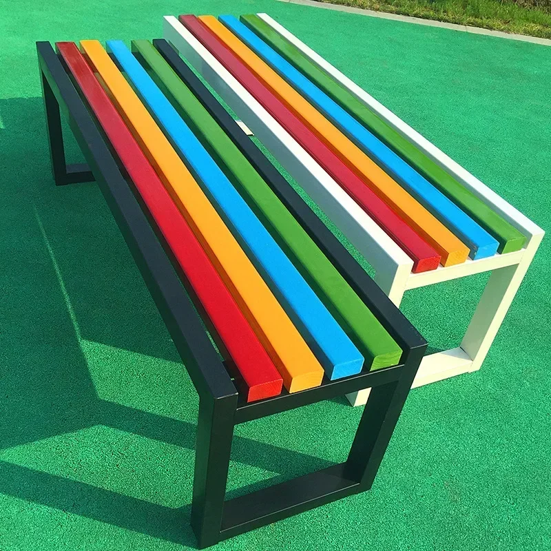 Outdoor Chair Outdoor Garden Park Bench Row Long Bench Square Leisure