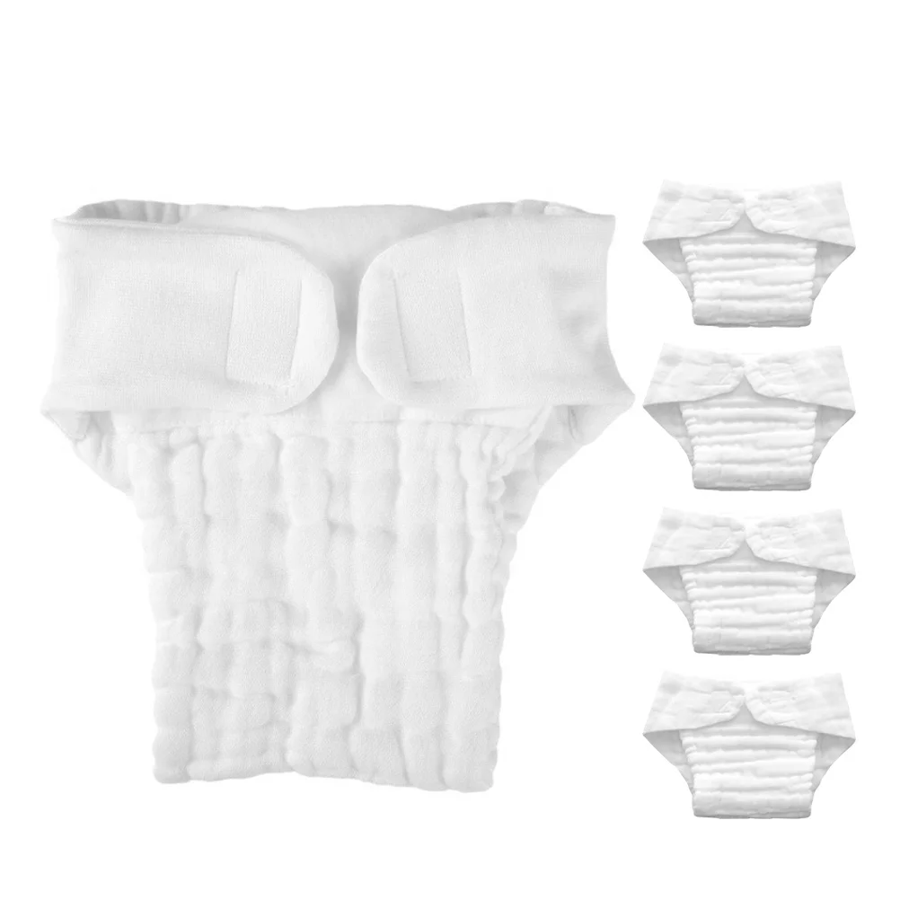

5pcs Cotton Gauze Cloth Diapers Washable Reusable Baby Nappy Liners Absorbent For Newborn Toddlers Multi-Use Day