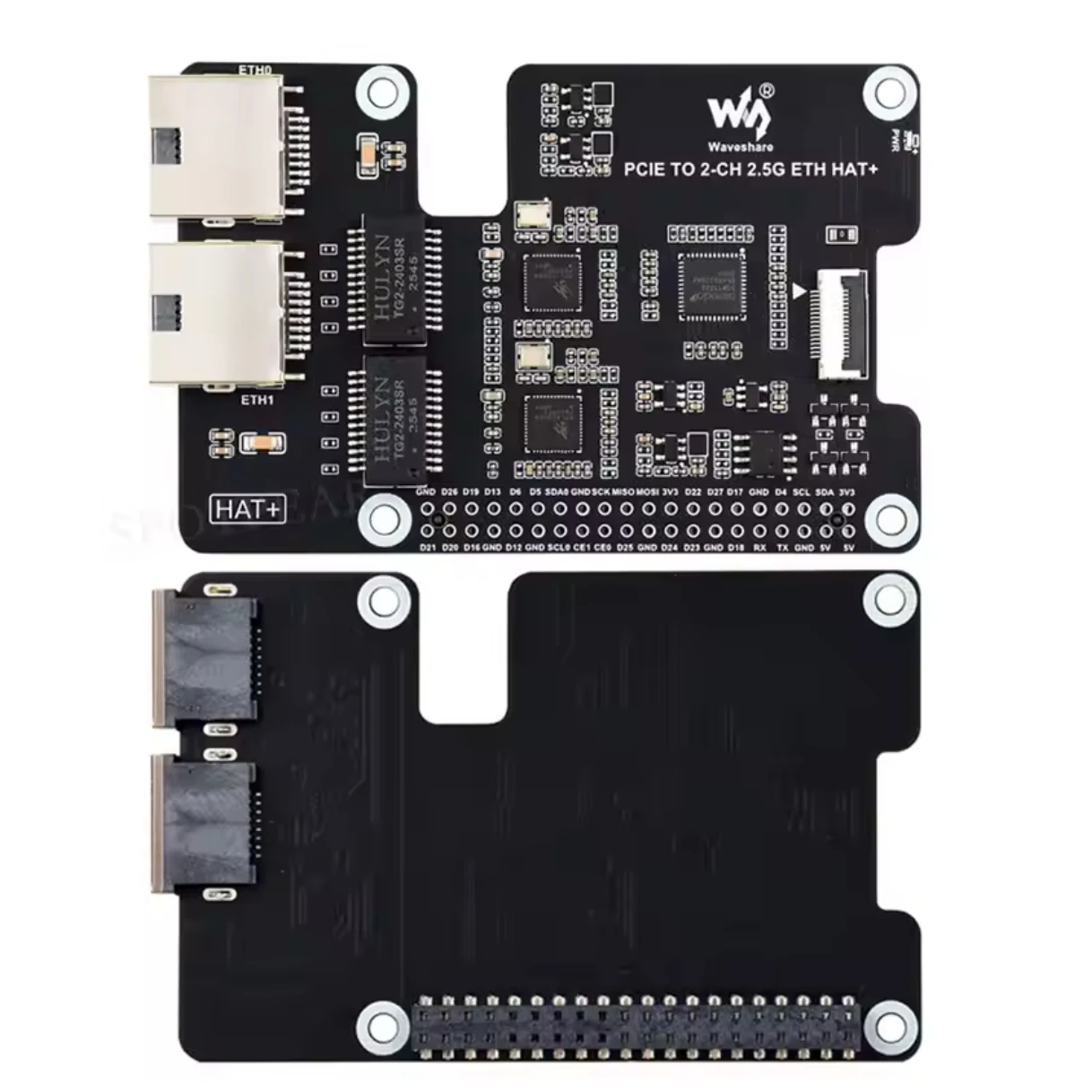 Dual 2.5Gbps Ethernet PCIe HAT+ Adapter Pi 5 Single Board Computer 2 Channel RJ45 LAN Expansion Card RTL8125