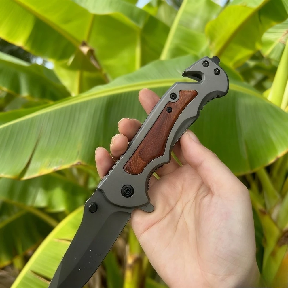 Coltello tascabile ambidestro Lama 5Cr13Mov Acciaio 420 Manico in legno colorato Pieghevole Sopravvivenza Campeggio Utilità all'aperto Regali di festa