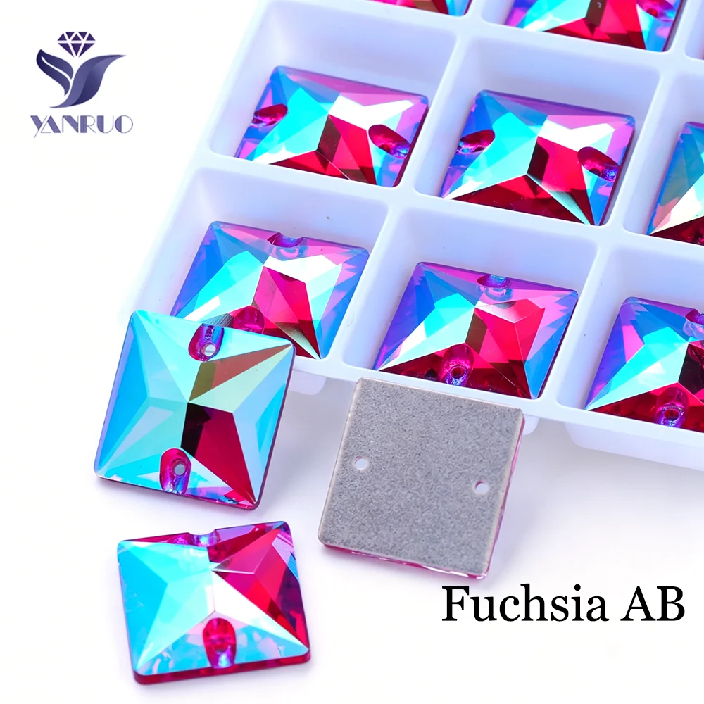 YANRUO 3240 Quadratischer Farb-Charm AB Strass 16mm 36 Stück Aufnäh-Charm Kristallbeschichtung Diamant-Kunstzubehör zum Nähen – Detail 5
